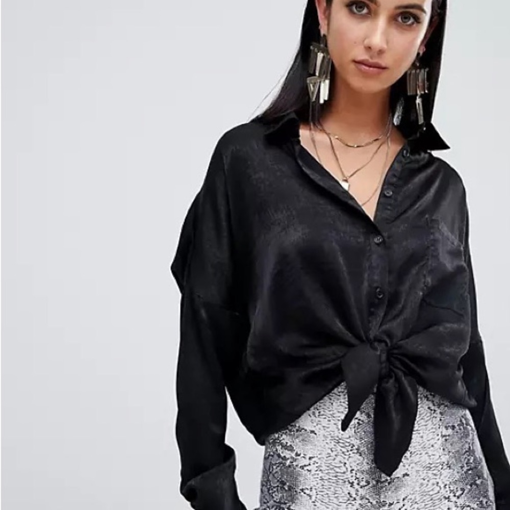 BLACK SATIN SHIRT